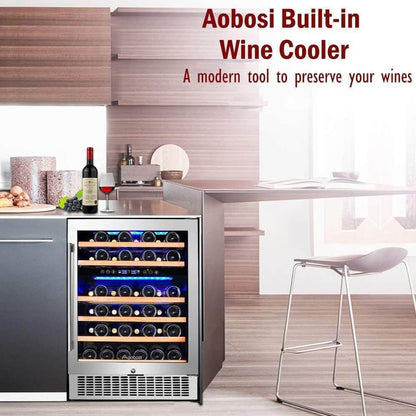 AAOBOSI 24 Inch Dual Zone Wine Cooler 46 Bottle Wine Refrigerator  - JC-145B