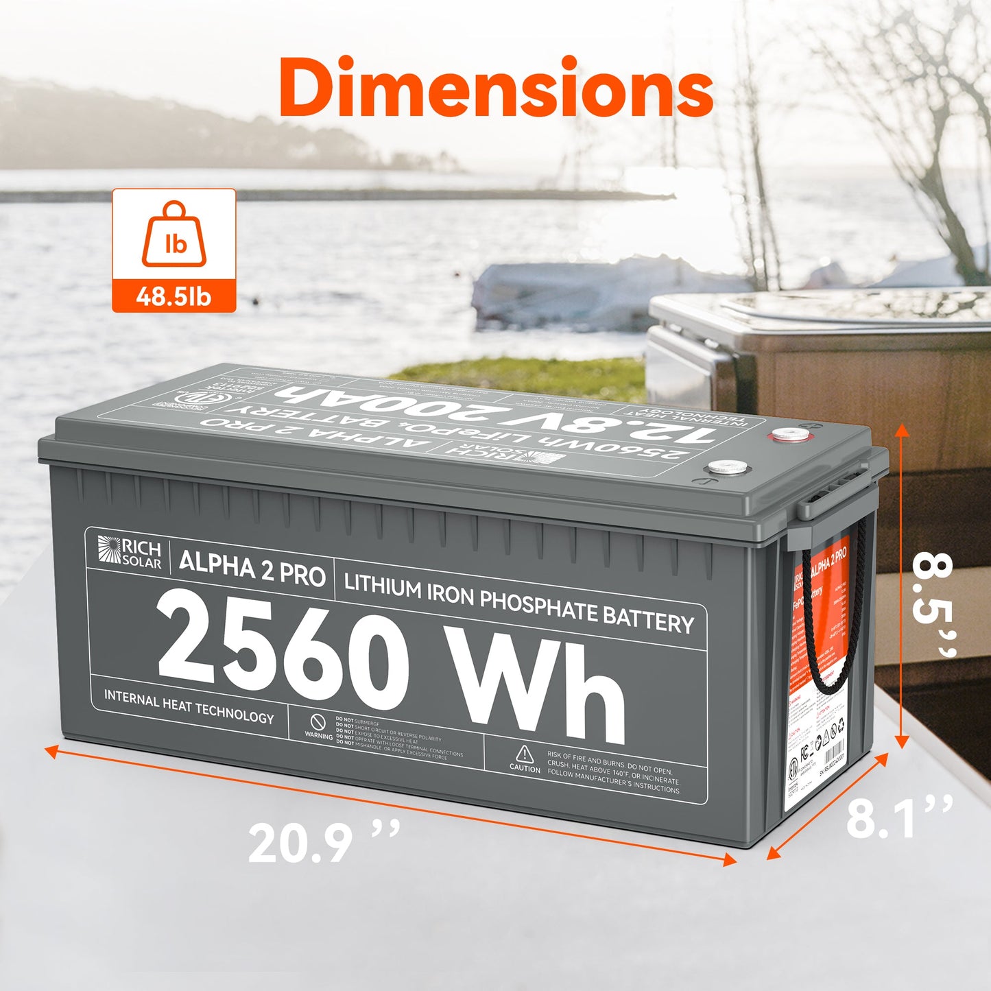 Rich Solar 2 PRO | 12V 200Ah LiFePO4 Battery | Premium 12V Lithium Battery for RVs, Cabins, Tiny Homes | 7,000 Lifetime Cycles  - RS-B122SP