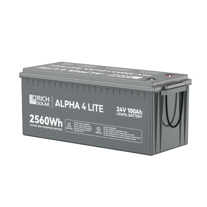 Rich Solar 4 LITE | 24V 100Ah LiFePO4 Battery | Fast-Charging 24V Lithium Battery for RVs, Trailers, Vans, Boats, Off-Grid, Backup | 4,000 Lifetime Cycles | Best Value - RS-B24100