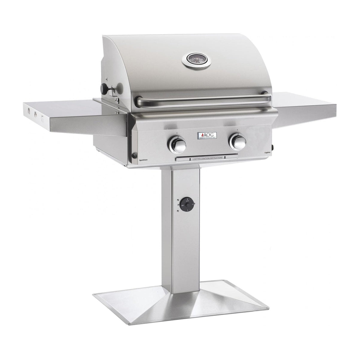 AOG American Outdoor Grill Propane Gas 24-Inch L-Series 2-Burner Grill on Pedestal - 24PPL-00SP