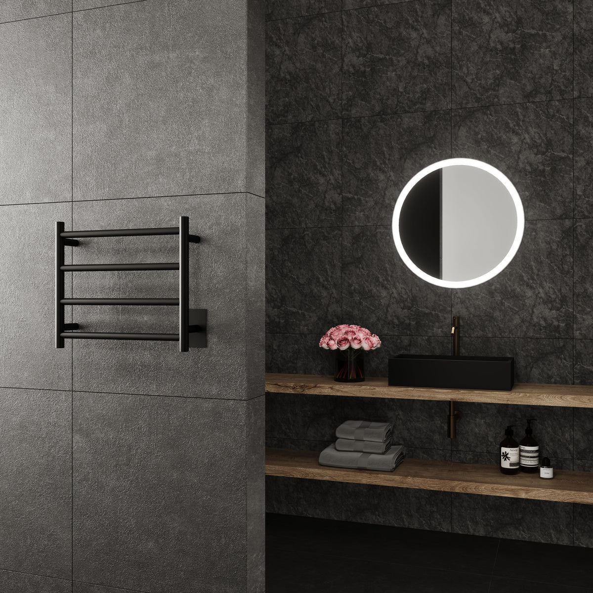 Artemis Wall Mounted Electric Towel Warmer in Black - ARTEBLK04