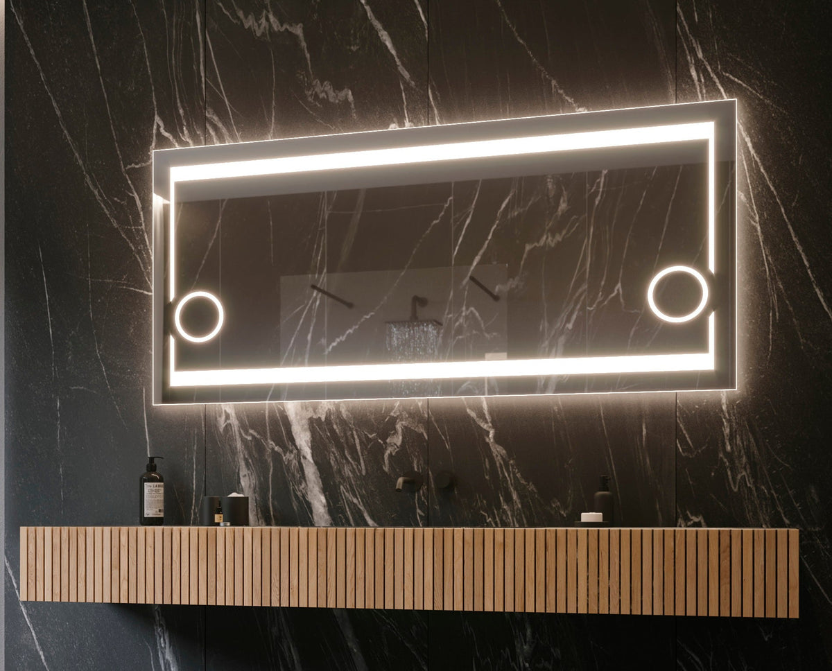 Paris Mirror 60" x 28" Rectangle Aurora Illuminated Mirror 3000K - AUROX60283000