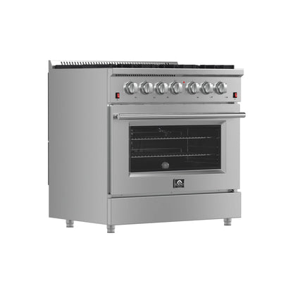 Forno Galiano 36-Inch  Gas Range with 6 Burners and Gas Convection Oven  - FFSGS6244-36