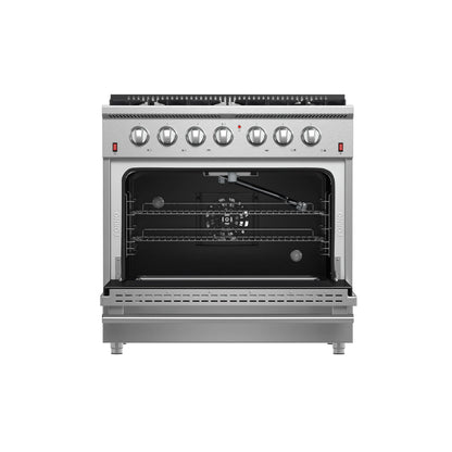 Forno 5-Piece Appliance Package - 36-Inch Gas Range, Wall Mount Range Hood, 60-Inch Refrigerator, Dishwasher, and 30-Inch Microwave Oven in Stainless Steel - AP5-6244-36-5095-60S-30MO