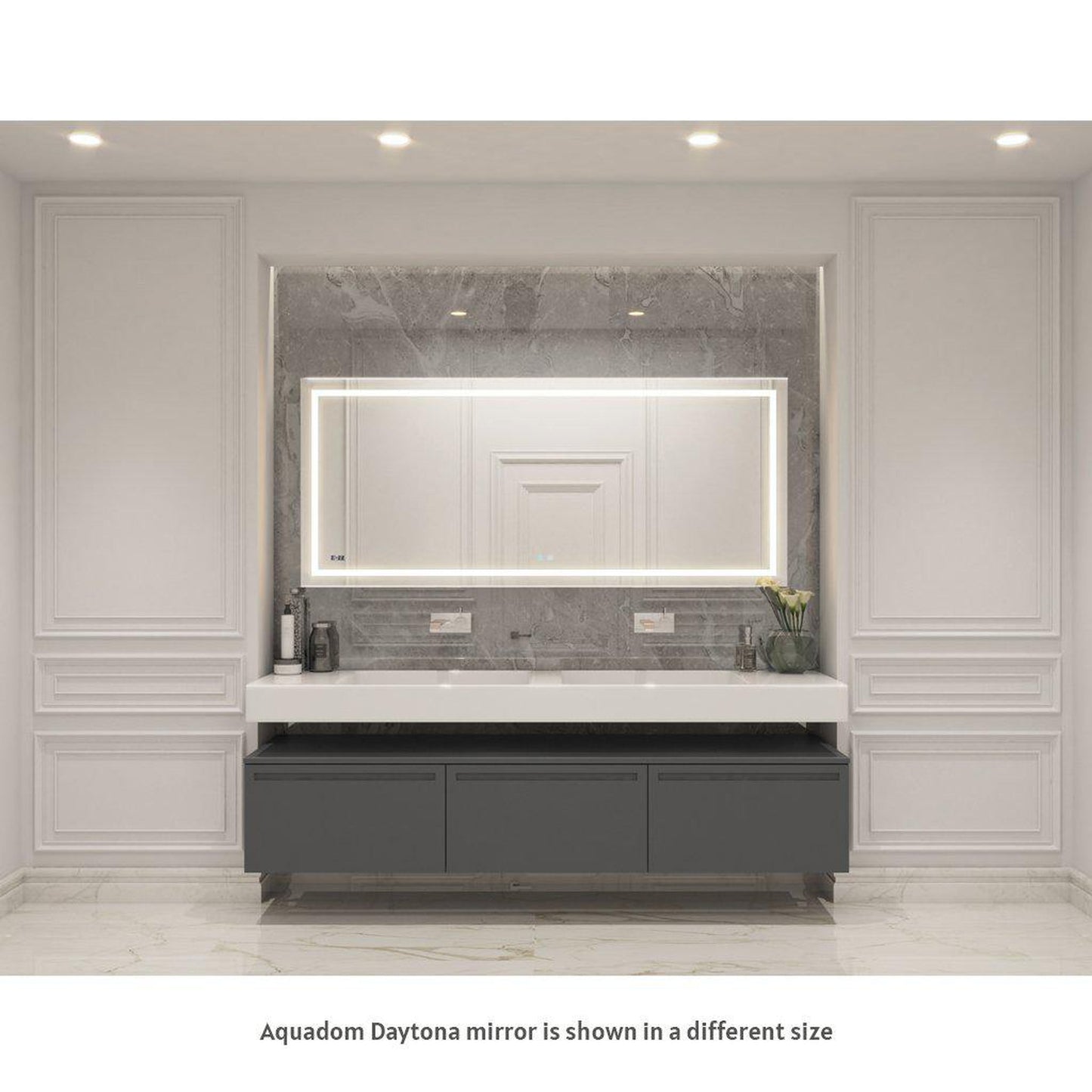 Aquadom Daytona 60" x 36" Rectangle Ultra-Slim Frame LED Lighted Bathroom Mirror With Defogger