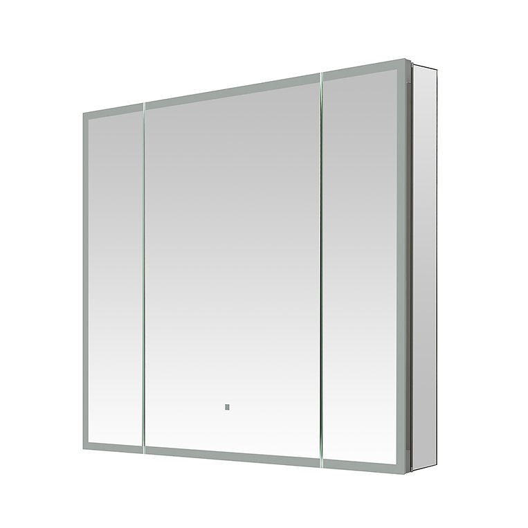 Aquadom Edge Royale 36" x 32" Triple-Door LED Lighted Medicine Cabinet With Defogger, Integrated LED 3X Magnifying Mirror, 8mm Clear Adjustable Glass Shelves and Electrical Outlet With USB - ER3-3632-N