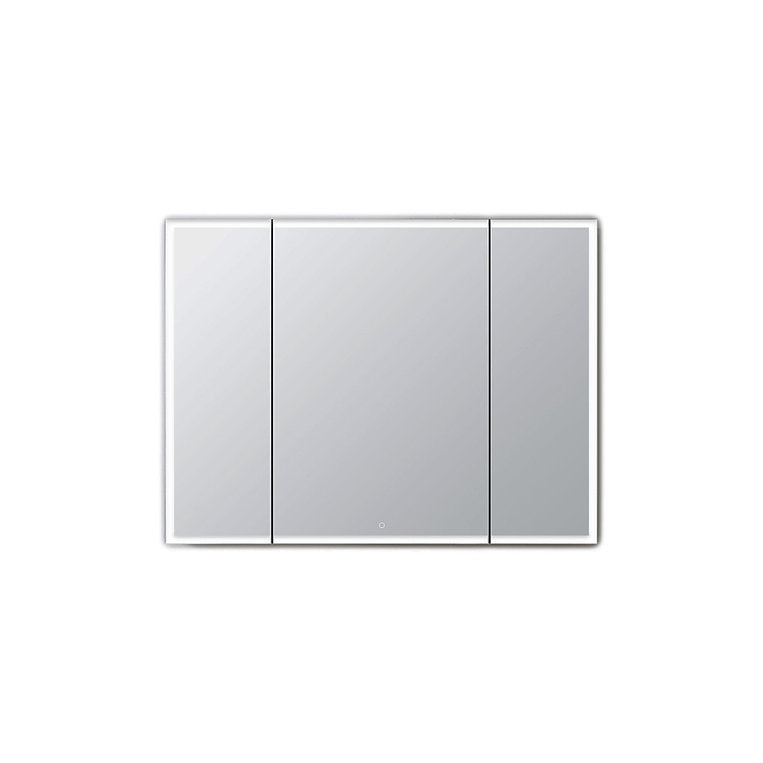 Aquadom Edge Royale 40" x 32" Triple-Door LED Lighted Medicine Cabinet With Defogger, Integrated LED 3X Magnifying Mirror, 8mm Clear Adjustable Glass Shelves and Electrical Outlet With USB - ER3-4032-N