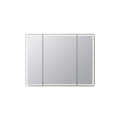 Aquadom Edge Royale 40" x 32" Triple-Door LED Lighted Medicine Cabinet With Defogger, Integrated LED 3X Magnifying Mirror, 8mm Clear Adjustable Glass Shelves and Electrical Outlet With USB - ER3-4032-N