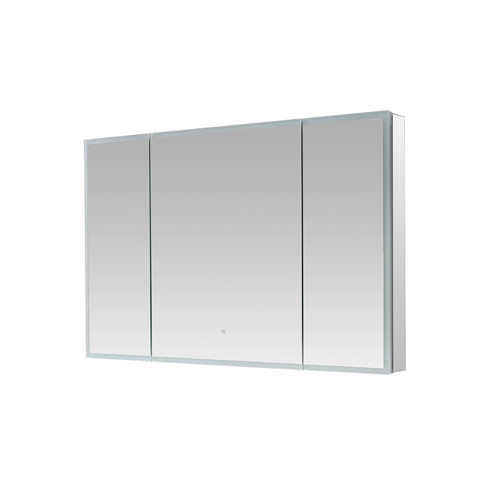 Aquadom Edge Royale 48" x 32" Triple-Door LED Lighted Medicine Cabinet With Defogger, Integrated LED 3X Magnifying Mirror, 8mm Clear Adjustable Glass Shelves and Electrical Outlet With USB - ER3-4832-N