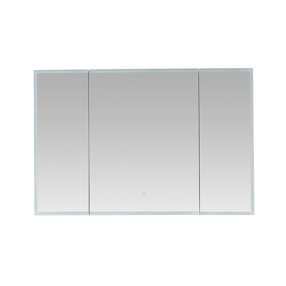 Aquadom Edge Royale 48" x 32" Triple-Door LED Lighted Medicine Cabinet With Defogger, Integrated LED 3X Magnifying Mirror, 8mm Clear Adjustable Glass Shelves and Electrical Outlet With USB - ER3-4832-N