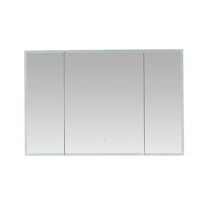 Aquadom Edge Royale 48" x 32" Triple-Door LED Lighted Medicine Cabinet With Defogger, Integrated LED 3X Magnifying Mirror, 8mm Clear Adjustable Glass Shelves and Electrical Outlet With USB - ER3-4832-N