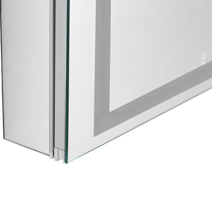 Aquadom Pacifica 20" x 26" Rectangular Recessed or Surface Mount Single View LED Lighted Right-Hinged Bathroom Medicine Cabinet With Defogger And Electrical Outlet - P-2026R