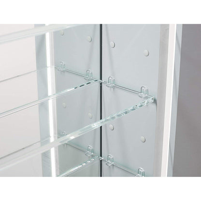 Aquadom Pacifica 20" x 26" Rectangular Recessed or Surface Mount Single View LED Lighted Right-Hinged Bathroom Medicine Cabinet With Defogger And Electrical Outlet - P-2026R