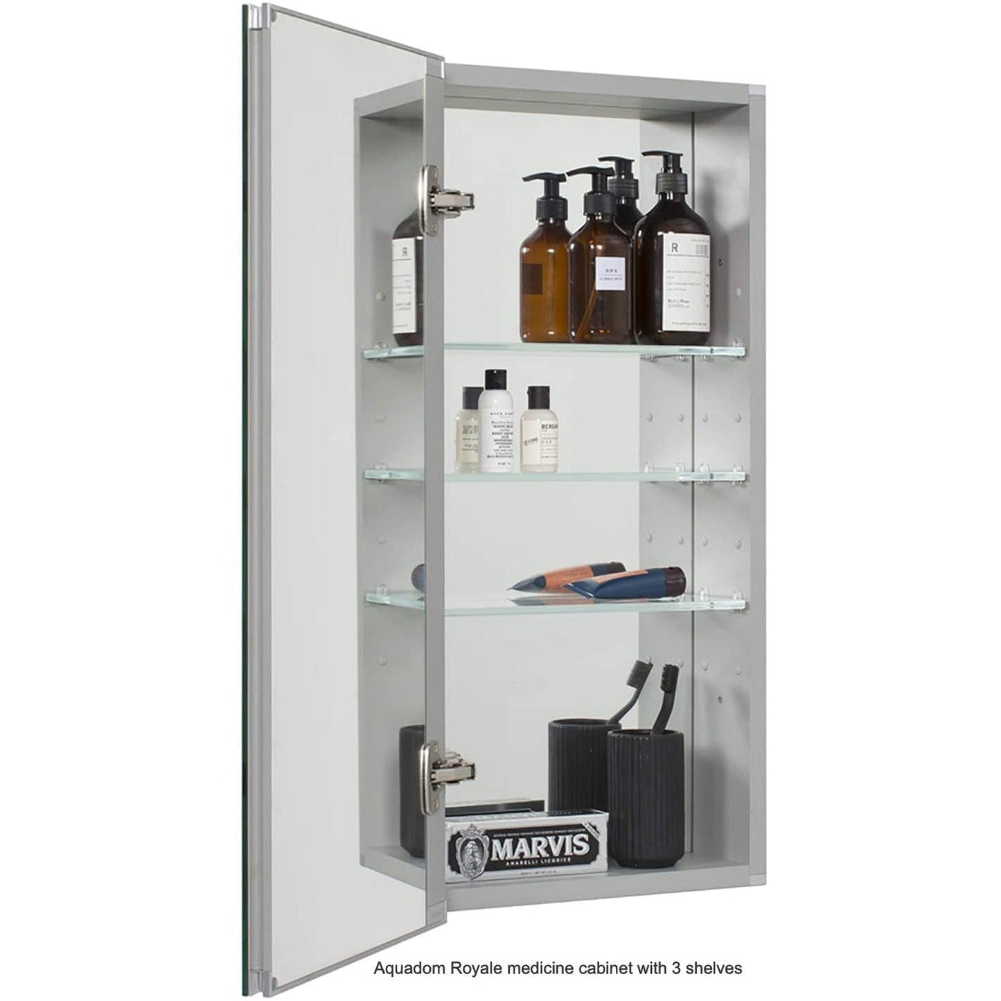 Aquadom Royale 24" x 40" Rectangle Recessed or Surface Mount Single Door Bathroom Medicine Cabinet - R-2440