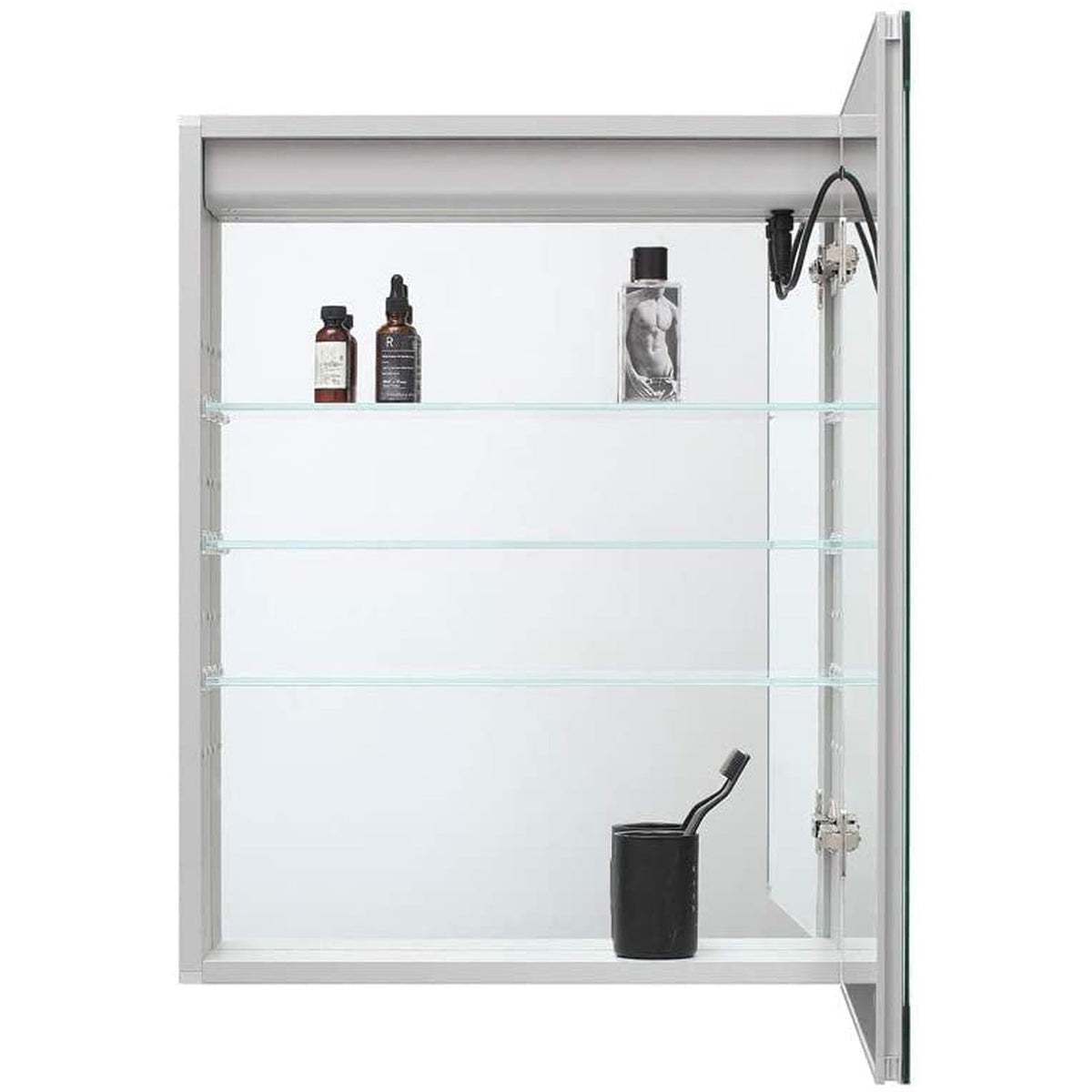 Aquadom Royale Basic 30" x 30" Single View Right Hinged Recessed or Surface Mount Medicine Cabinet With LED Lighting, Touch Screen Button, Dimmer - RB-3030-N