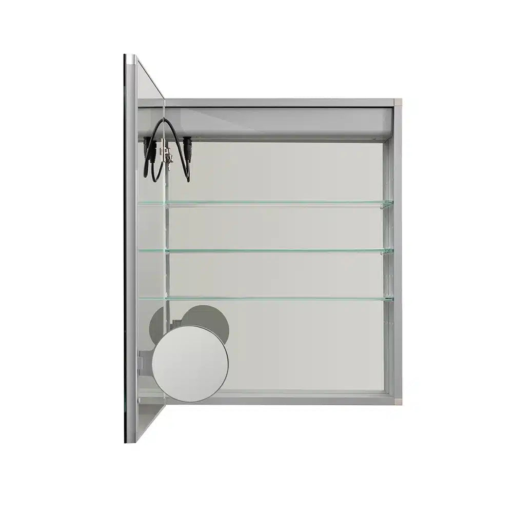 Aquadom Royale Basic Q 24" x 30" Rectangular Single View Left-Hinged Recessed or Surface Mount Medicine Cabinet With LED Lighting, Touch Screen Button, Dimmer - RBQ-2430L-N