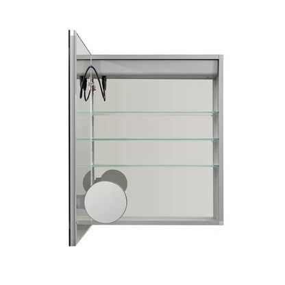 Aquadom Royale Basic Q 24" x 30" Rectangular Single View Left-Hinged Recessed or Surface Mount Medicine Cabinet With LED Lighting, Touch Screen Button, Dimmer - RBQ-2430L-N