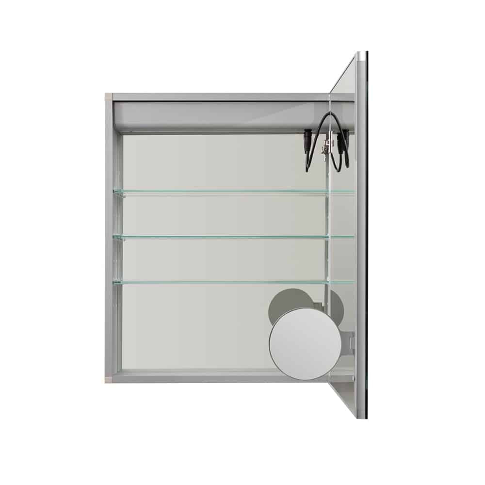 Aquadom Royale Basic Q 24" x 30" Rectangular Single View Right-Hinged Recessed or Surface Mount Medicine Cabinet With LED Lighting, Touch Screen Button, Dimmer - RBQ-2430R-N