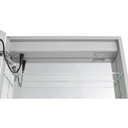 Aquadom Royale Plus 24" x 30" Extra Depth Rectangle Recessed or Surface Mount Single View Left Hinged LED Lighted Bathroom Medicine Cabinet With Defogger, Electrical Outlet, Magnifying Mirror - RPX-2430-6L