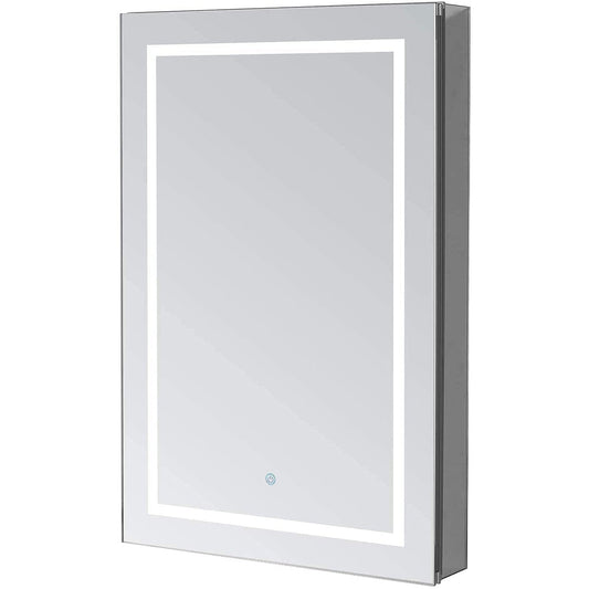 Aquadom Royale Plus 24" x 30" Extra Depth Rectangular Recessed or Surface Mount Single View Right Hinged LED Lighted Bathroom Medicine Cabinet With Defogger, Electrical Outlet, Magnifying Mirror - RPX-2430-6R