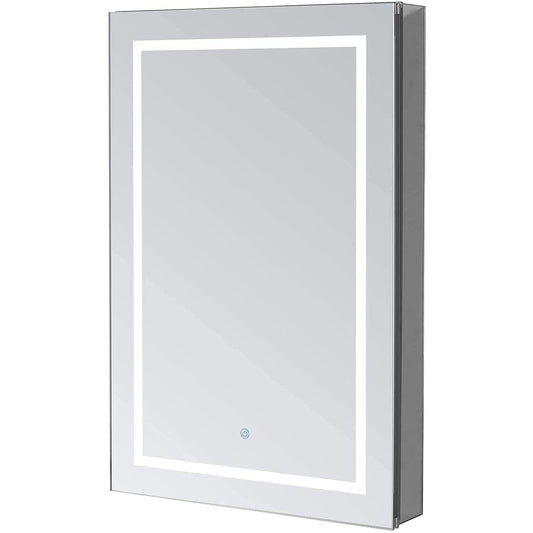 Aquadom Royale Plus 24" x 30" Rectangle Recessed or Surface Mount Single View Left Hinged LED Lighted Bathroom Medicine Cabinet With Defogger, Electrical Outlet, Magnifying Mirror - RP-2430L-N