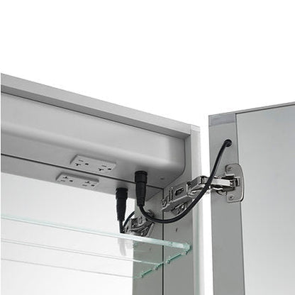 Aquadom Royale Plus 24" x 30" Rectangle Recessed or Surface Mount Single View Right Hinged LED Lighted Bathroom Medicine Cabinet With Defogger, Electrical Outlet, Magnifying Mirror - RP-2430R-N