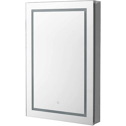 Aquadom Royale Plus 24" x 36" Rectangle Recessed or Surface Mount Single View Left Hinged LED Lighted Bathroom Medicine Cabinet With Defogger, Electrical Outlet, Magnifying Mirror - RP-2436L-N