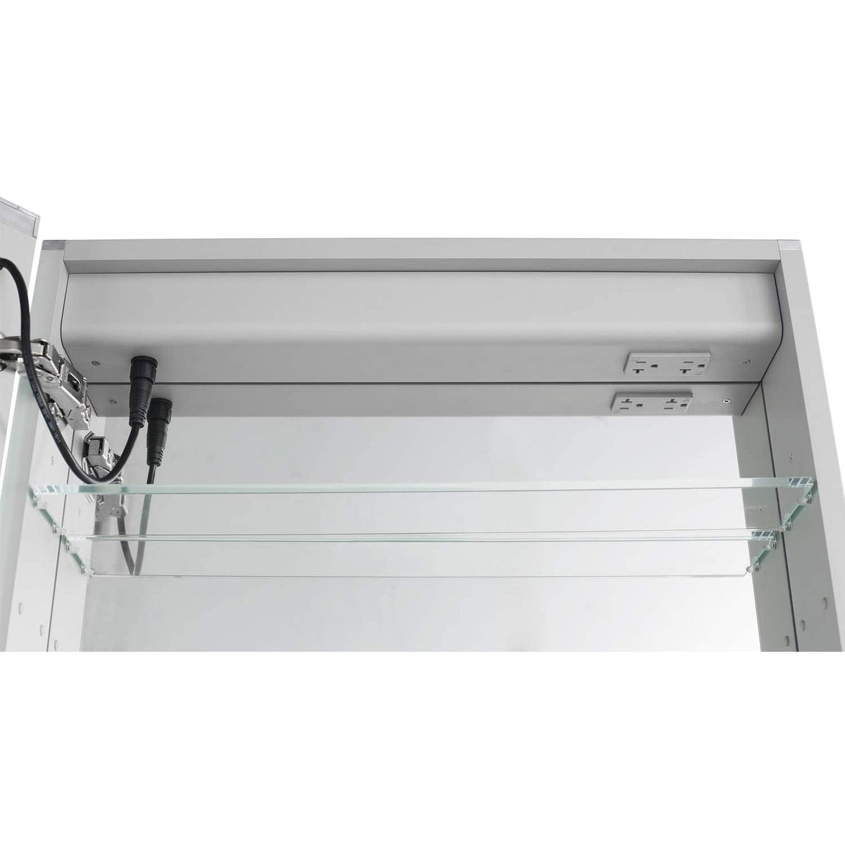 Aquadom Royale Plus 30" x 30" Square Recessed or Surface Mount Bi-View LED Lighted Bathroom Medicine Cabinet With Defogger, Electrical Outlet, Magnifying Mirror - RP-3030-N