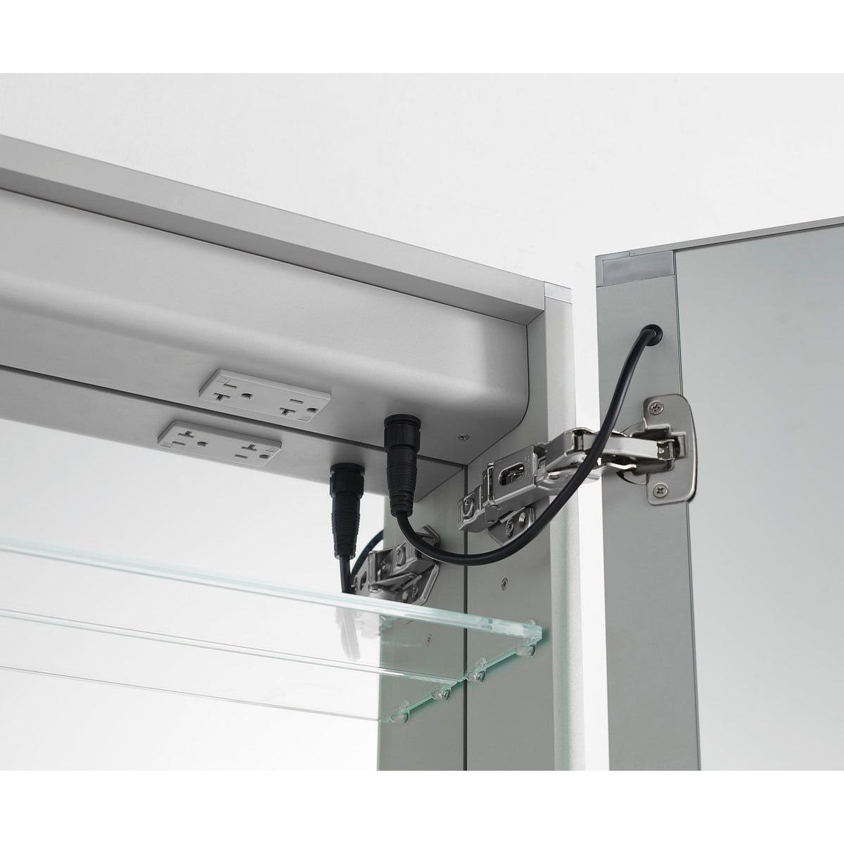 Aquadom Royale Plus 30" x 36" Rectangle Recessed or Surface Mount Bi-View LED Lighted Bathroom Medicine Cabinet With Defogger, Electrical Outlet, Magnifying Mirror - RP-3036-N