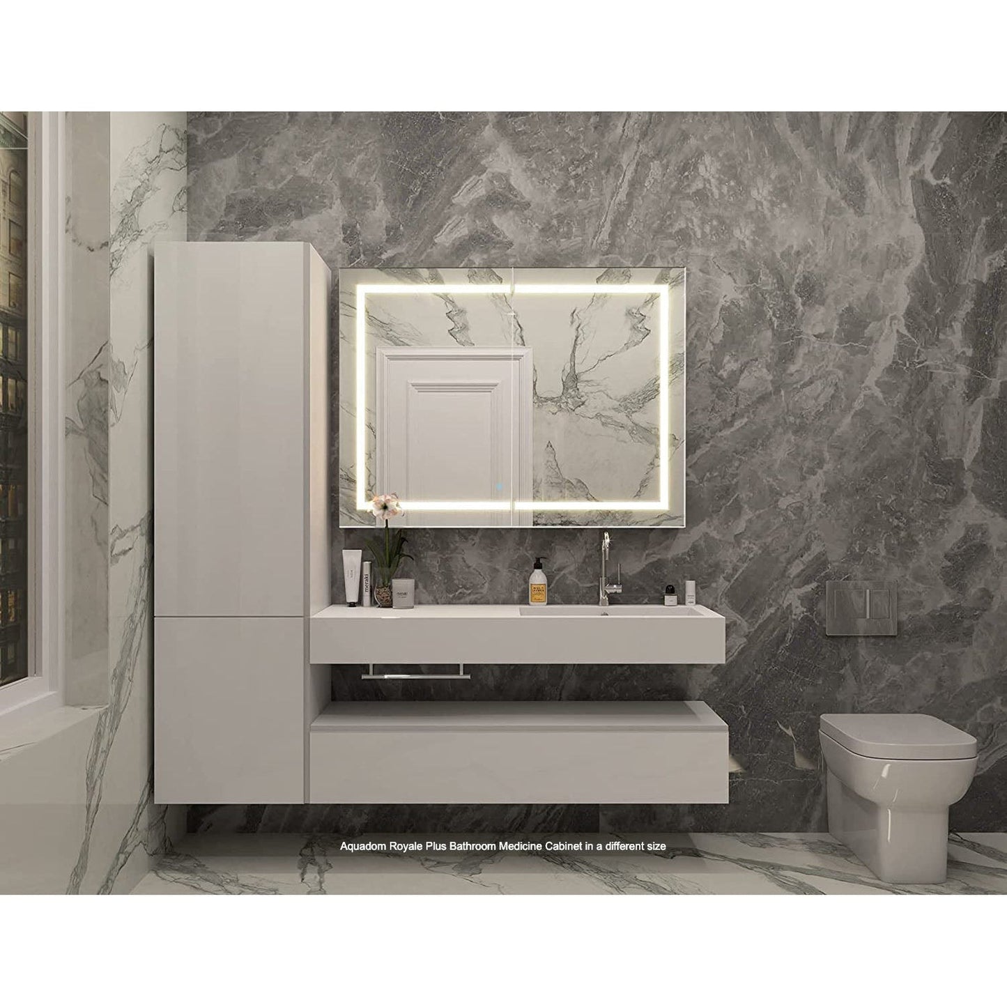 Aquadom Royale Plus 30" x 36" Rectangle Recessed or Surface Mount Bi-View LED Lighted Bathroom Medicine Cabinet With Defogger, Electrical Outlet, Magnifying Mirror - RP-3036-N