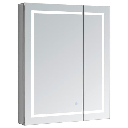 Aquadom Royale Plus 30" x 36" Rectangle Recessed or Surface Mount Bi-View LED Lighted Bathroom Medicine Cabinet With Defogger, Electrical Outlet, Magnifying Mirror - RP-3036-N