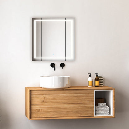 Aquadom Royale Plus 36" x 36" Triple-Door LED Lighted Medicine Cabinet With Defogger, Integrated LED 3X Magnifying Mirror and Electrical Outlet With USB - RP3-3636-N