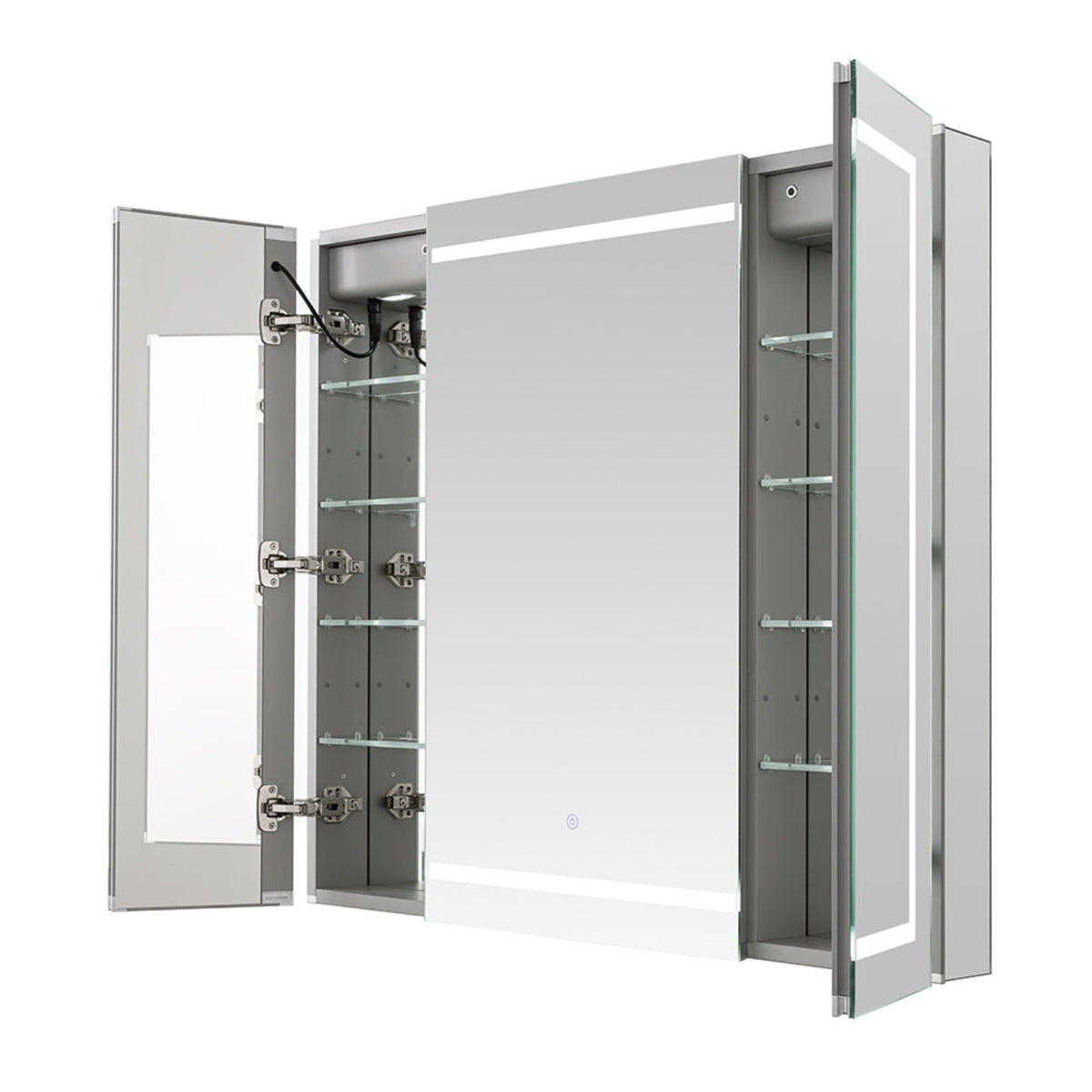 Aquadom Royale Plus 40" x 30" Triple-Door LED Lighted Medicine Cabinet With Defogger, Integrated LED 3X Magnifying Mirror and Electrical Outlet With USB - RP3-4030-N