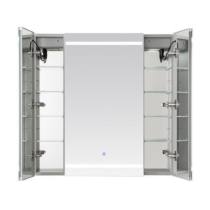 Aquadom Royale Plus 40" x 36" Triple-Door LED Lighted Medicine Cabinet With Defogger, Integrated LED 3X Magnifying Mirror and Electrical Outlet With USB - RP3-4036-N