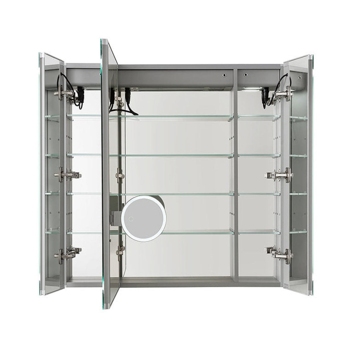 Aquadom Royale Plus 40" x 36" Triple-Door LED Lighted Medicine Cabinet With Defogger, Integrated LED 3X Magnifying Mirror and Electrical Outlet With USB - RP3-4036-N
