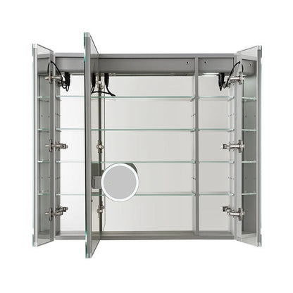 Aquadom Royale Plus 40" x 36" Triple-Door LED Lighted Medicine Cabinet With Defogger, Integrated LED 3X Magnifying Mirror and Electrical Outlet With USB - RP3-4036-N