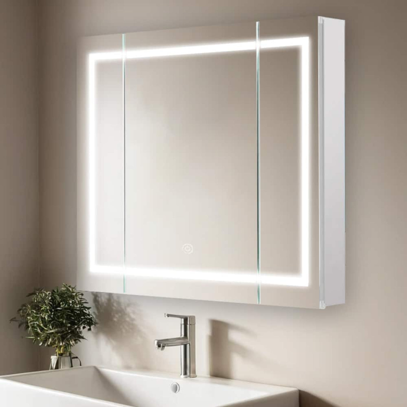 Aquadom Royale Plus 40" x 36" Triple-Door LED Lighted Medicine Cabinet With Defogger, Integrated LED 3X Magnifying Mirror and Electrical Outlet With USB - RP3-4036-N