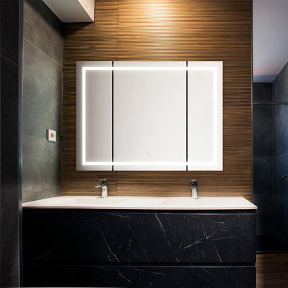 Aquadom Royale Plus 48" x 36" Triple-Door LED Lighted Medicine Cabinet With Defogger, Integrated LED 3X Magnifying Mirror and Electrical Outlet With USB - RP3-4836-N
