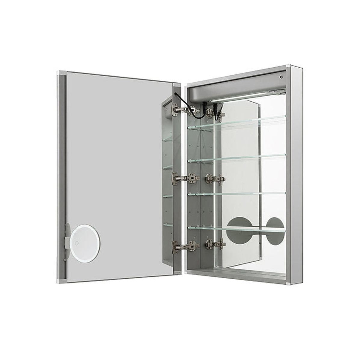 Aquadom Signature Royale 24" x 36" Rectangle Left Hinged Medicine Cabinet With Lighting, Defogger, Integrated LED 3X Magnifying Mirror And Electrical Outlet with USB - SR-2436L-N