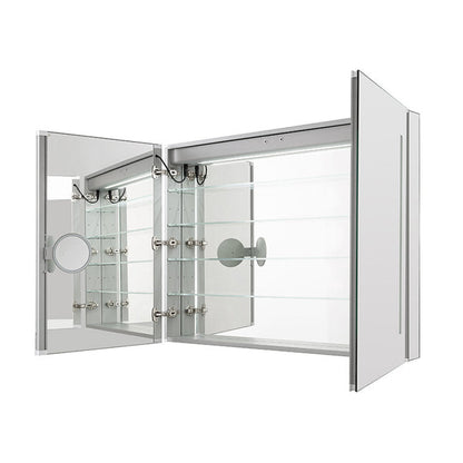 Aquadom Signature Royale 36" x 36" Double-Door LED Lighted Medicine Cabinet With Defogger, Integrated LED 3X Magnifying Mirror and Electrical Outlet With USB - SR-3636-N