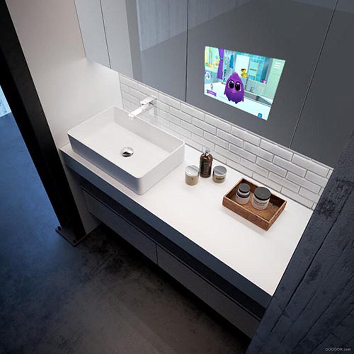 Aquadom Vision 48" x 32" Smart LED Lighted Bathroom Mirror With Built-in TV and Defogger - V-4832
