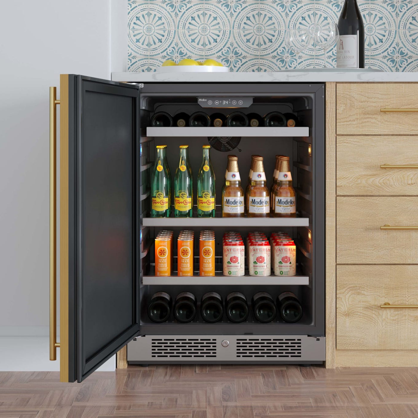 Avallon 24 Inch Wide 14 Bottle Capacity and 82 Can Capacity Panel Ready Wine and Beverage Cooler - AWBC242PRSLH - AWBC242PRSLH