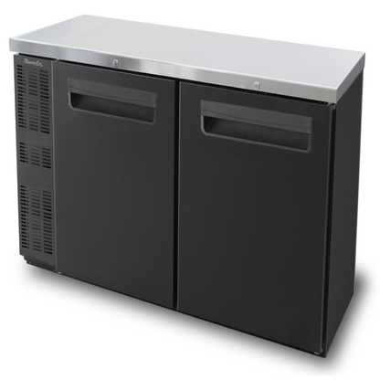 Blue Air BNB-60BT-HC | 60" Wide Narrow 2 Door Black Vinyl Stainless Steal Back Bar - BNB-60BT-HC