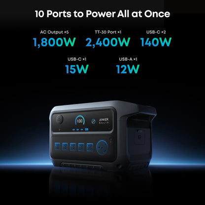 Aurora Generators SOLIX C2000 Gen2 Portable Power Station + Anker SOLIX BP2000 Expansion Battery Gen 2 - B17831A1