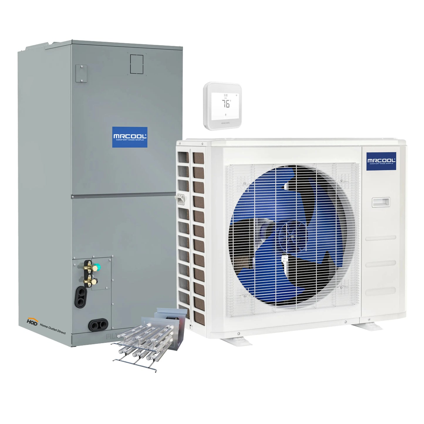 MRCOOL Hyper Heat 2nd Gen 36K BTU, 3 Ton, 17.4 SEER2 Heat Pump Condenser and Ducted Air Handler with 5kW Heat Kit  - C36HP230BL00H05