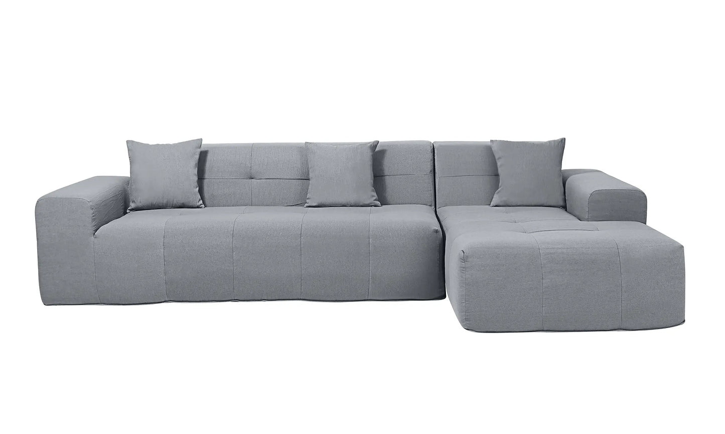 Deko Living 3 Piece Gray Compressed Foam Sectional Sofa Lounger and Table Set  - CIF50018