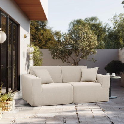 Deko Living 2 Piece Seating Beige Outdoor Compressed Foam Sectional Sofas  - COP30217SET