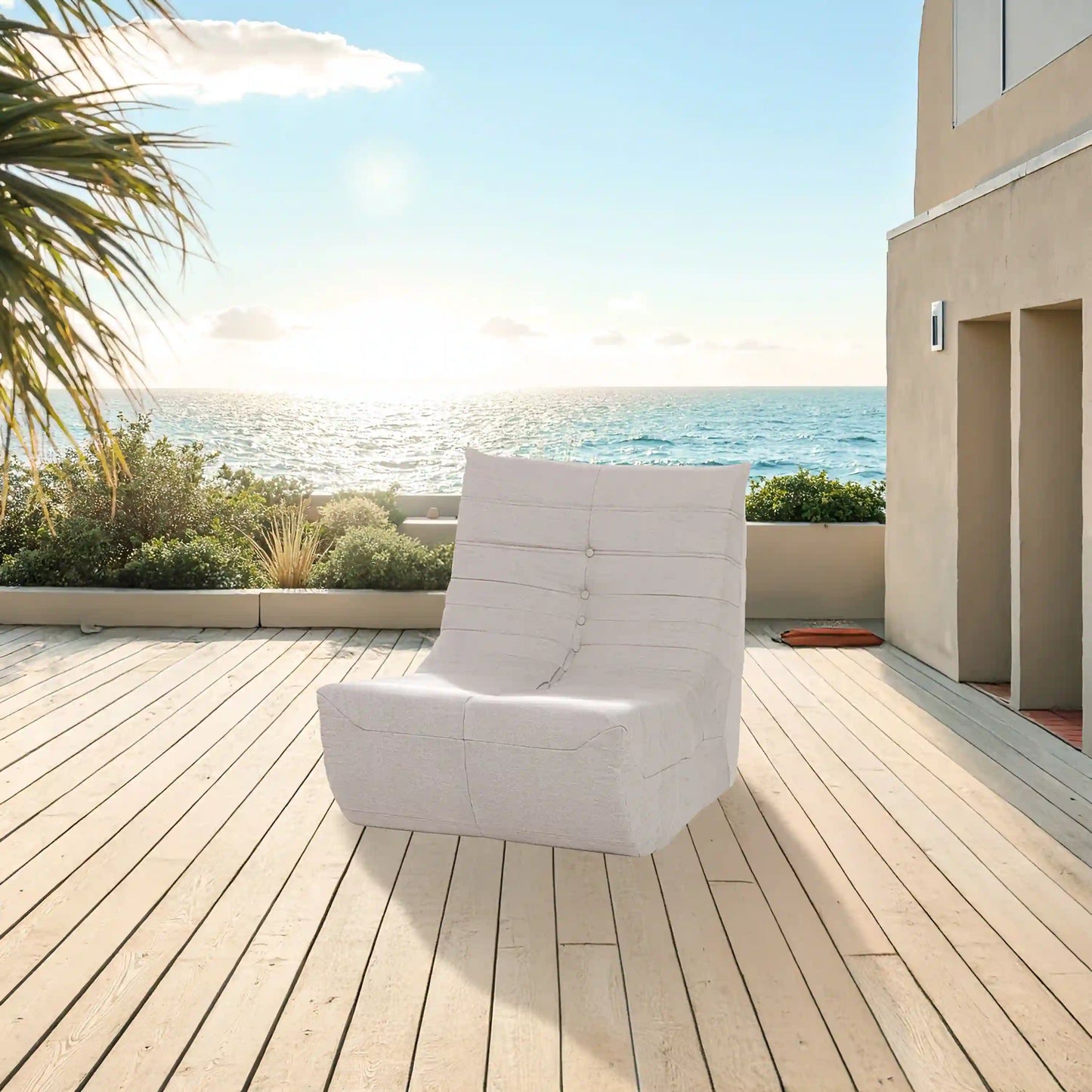 Deko Living 5 Piece Beige Outdoor Compressed Foam Loveseat Sofa Chairs and Table Set  - COP30219
