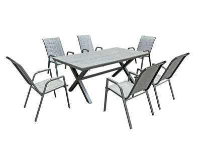 Deko Living 7 Piece Gray Outdoor Dining Chairs and Table Set  - COP30702BLK