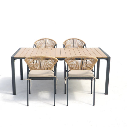 Deko Living 6 Piece Seating Yellow Outdoor Patio Dining Chairs and Table Set  - COP30703